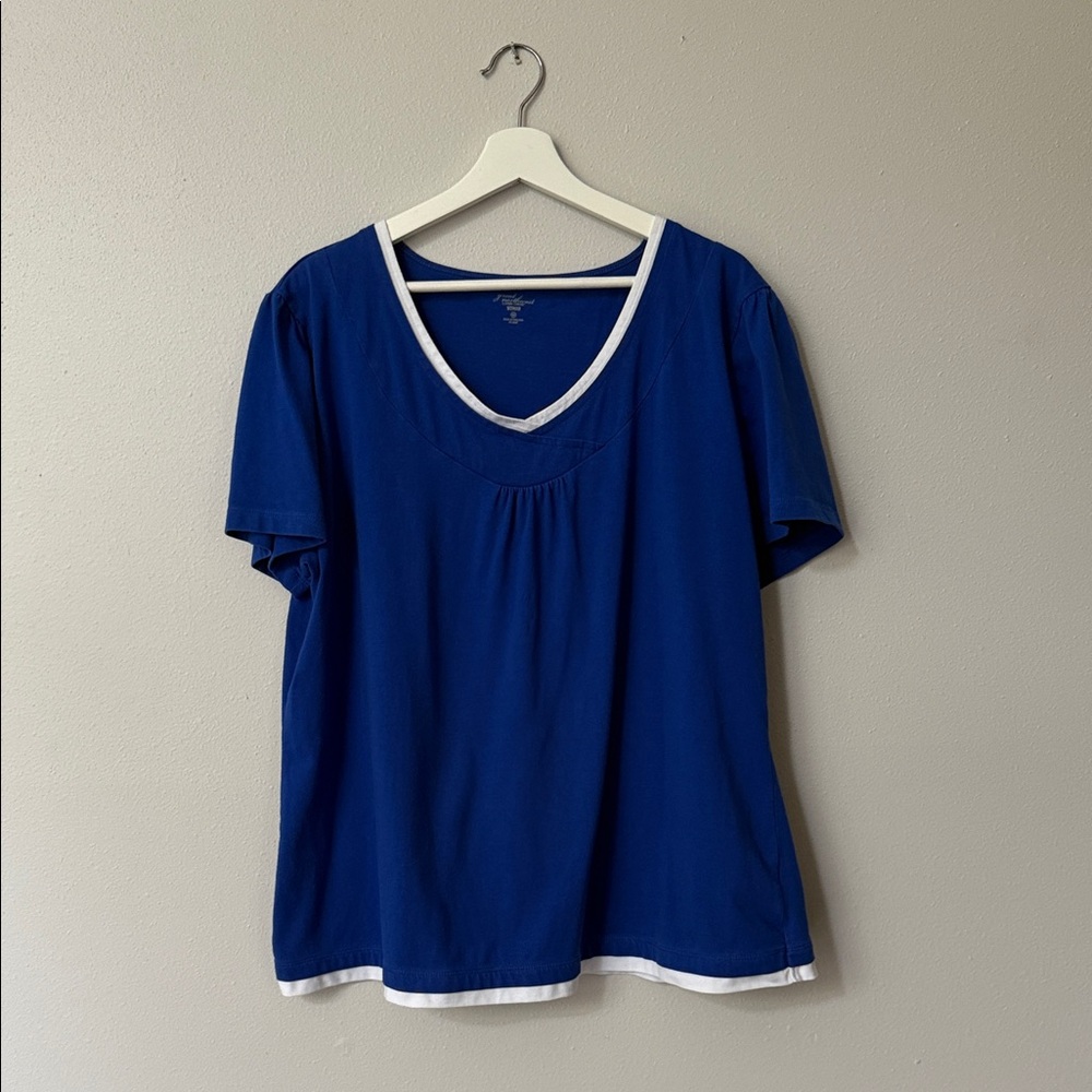 Blue V-Neck Women's Top